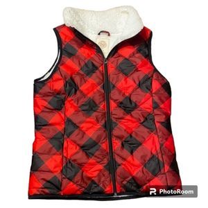SO Buffalo Plaid Flannel Lined Winter Vest